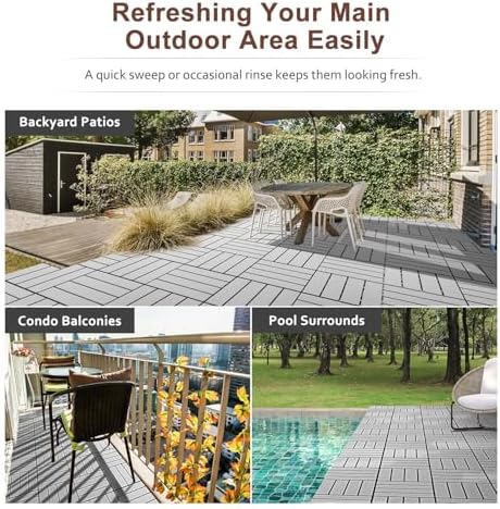 EchoDeck Interlocking Deck Tiles, 9 Pack Patio Tiles Outdoor Interlocking All - Image 5
