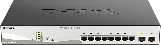 D-Link 10-Port Gigabit Smart Managed PoE+ Switch | 8 PoE+ Ports + 2 SFP Ports | by D-Link
