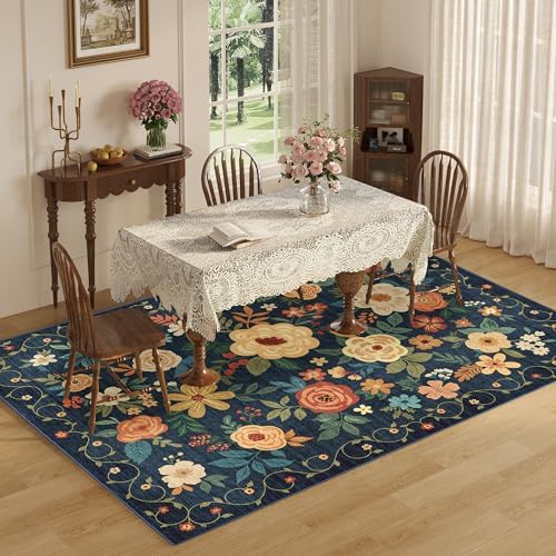 DUKINO 5x7 Area Rug Floral Washable Rug - Image 5