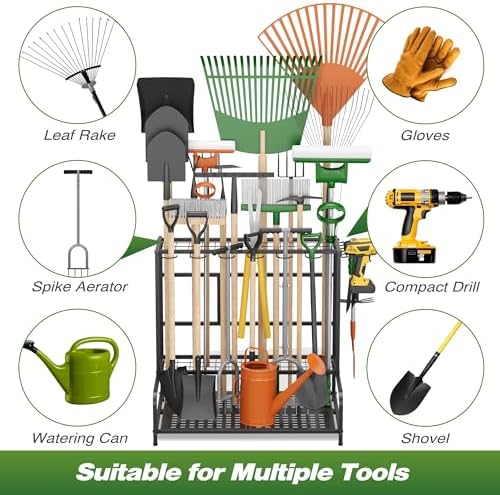 Sttoraboks Garden Tool Organizer Rack Up to 39 Tools, Heavy-Duty Steel Yard - Image 4