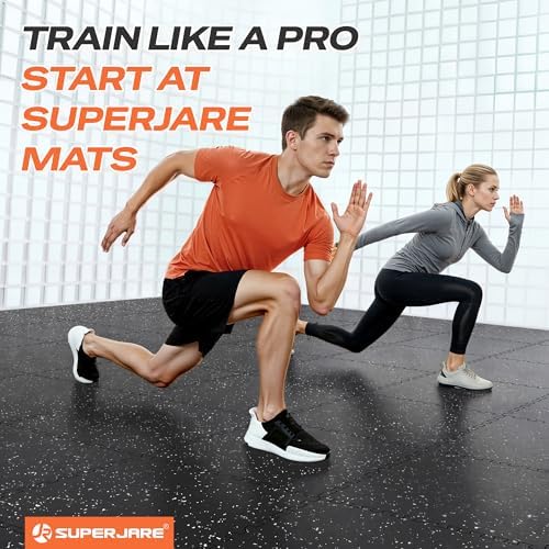 SUPERJARE 0.56'' Thick 96 Sq Ft Rubber Top Gym Flooring - Image 3