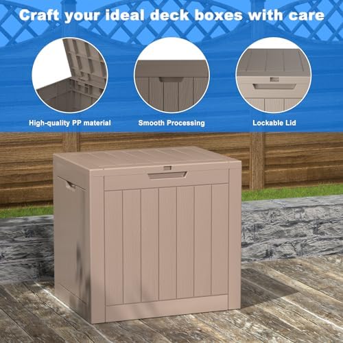 30 Gal Outdoor Storage Box Waterproof Lockable Deck Box Grey - Image 3