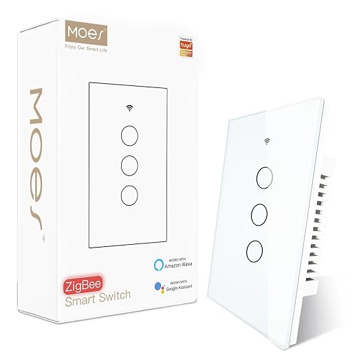 MOES Zigbee Smart Switches 3 Gang, Require MOES Zigbee Hub and Neutral Wire by MOES
