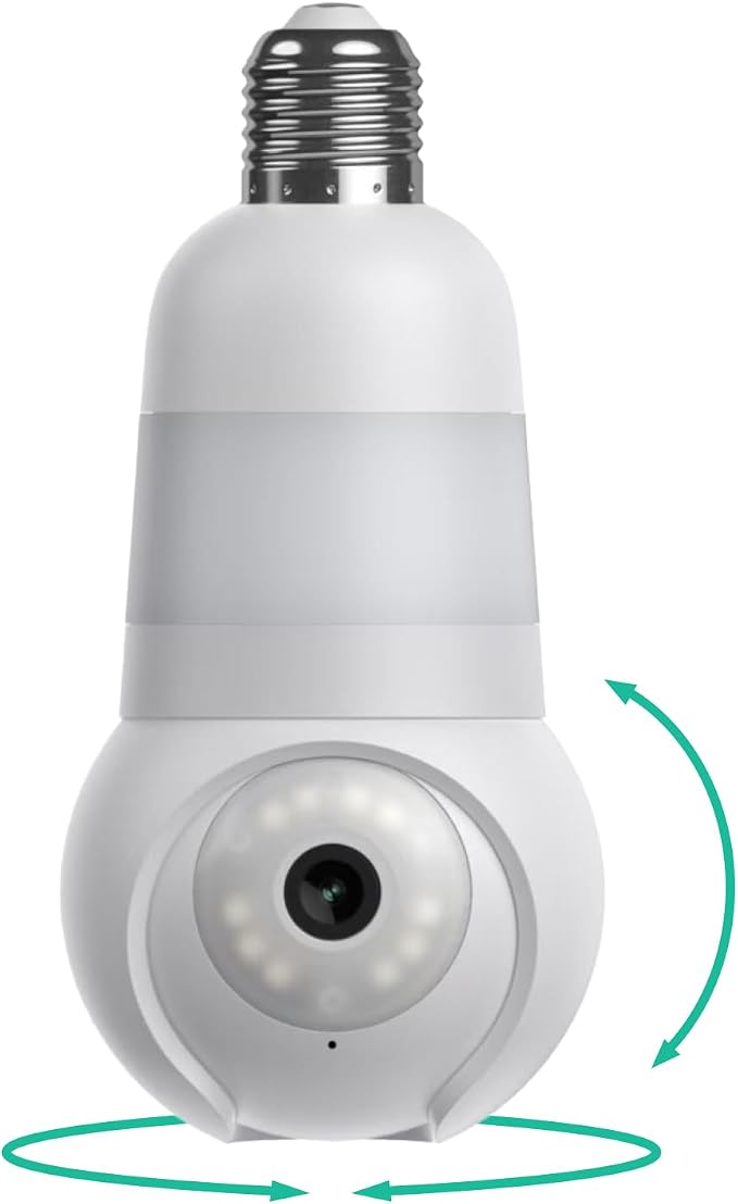 Luna Light Bulb Security Cameras Wireless Outdoor Indoor, 360° Pan Tilt by LUNAHOME
