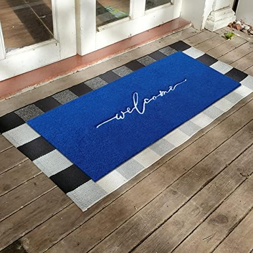 AAZZKANG Blue Door Mat Outdooor Entrance Welcome Doormat Long 18"x48" - Image 6