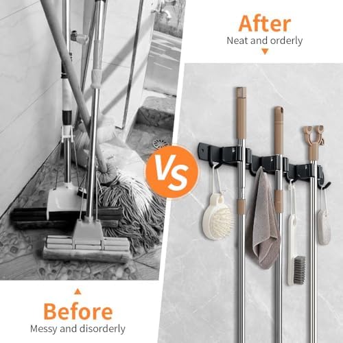 2 Pack Broom Hanger and Mop Holder, Heavy Duty Garden Tool Organizer Rack Rake - Image 2