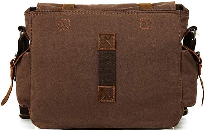 Sechunk Vintage Military Leather Canvas Laptop Bag Messenger Bags Medium - Image 3
