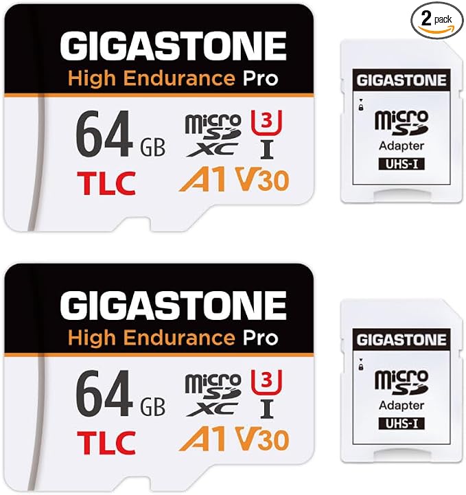 【5 Yrs Free Data Recovery】【Dash Cam】 GIGASTONE 64GB Micro SD Card 2-Pack by Gigastone