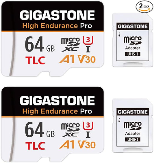 【5 Yrs Free Data Recovery】【Dash Cam】 GIGASTONE 64GB Micro SD Card 2-Pack by Gigastone