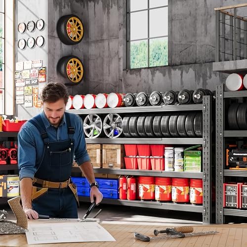 68” Wide Heavy Duty Metal Garage Shelving, Adjustable Storage Shelf - Image 3