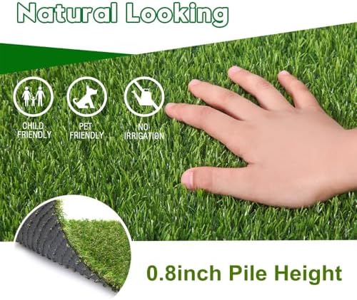 Artificial Grass Fake Grass Lawn Turf 5 ft x 100 ft, GL Realistic Synthetic Pet - Image 2