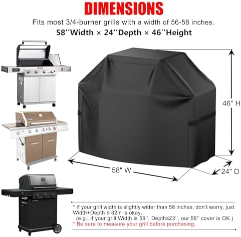 Grill Cover, 58 inch Heavy Duty BBQ Gas Grill Cover - Image 2