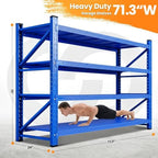 71.3” Wide Heavy Duty Metal Garage Shelving, Adjustable Storage Shelf - Image 2
