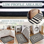 Front Door Mat Indoor Outside Entrance, 2x3 Modern Black White Rug - Image 7