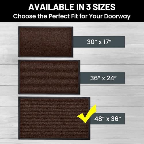 Front Door Mat, Indoor Outdoor Welcome Entryway Doormat, 48x36 Dark Brown - Image 5