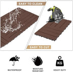 Composite Interlocking Deck Tiles Outdoor, 9 Pack, Light Coffee Color - Image 3
