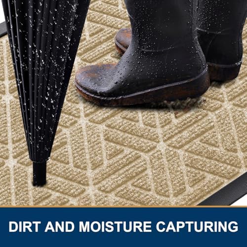 Smiry Front Door Mat Outside Entrance, Low Profile Rubber Doormat - Image 3