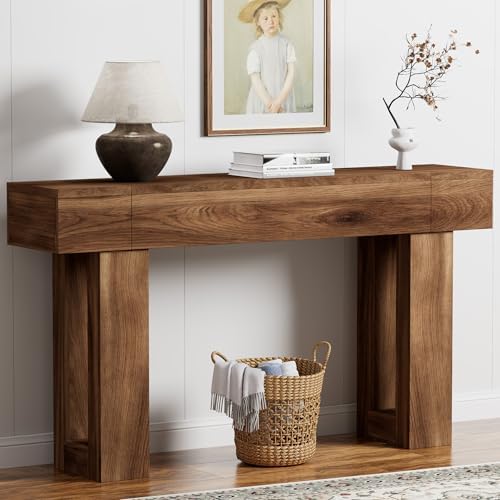 63 Inch Long Console Table, Narrow Rectangular Sofa Table Behind The Couch by TEROL