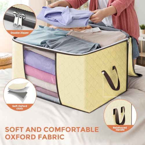 90L Large Storage Bags, 6 Pack Clothes Storage Bins Closet Organizers - Image 4