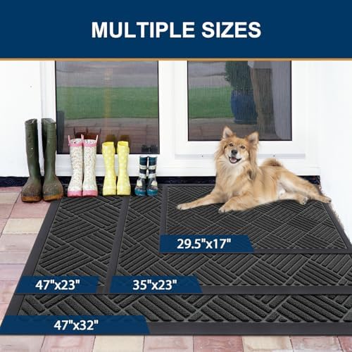 Smiry Front Door Mat Outside Entrance, Natural Rubber Doormat, 59x35 Inch - Image 2