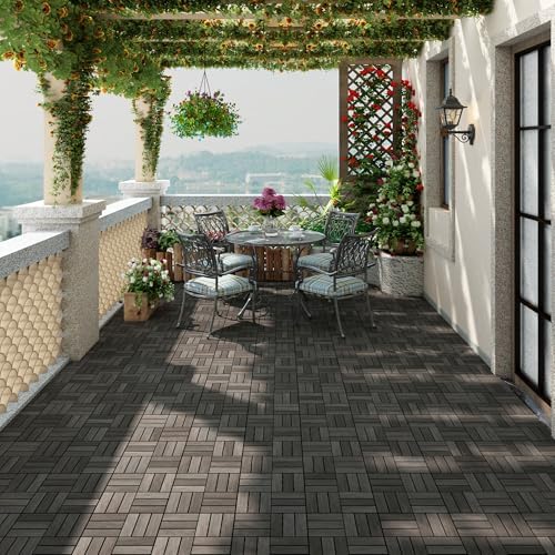 PrimeZone 81 PCS Solid Acacia Wood Interlocking Patio Deck Tiles Outdoor - Image 3