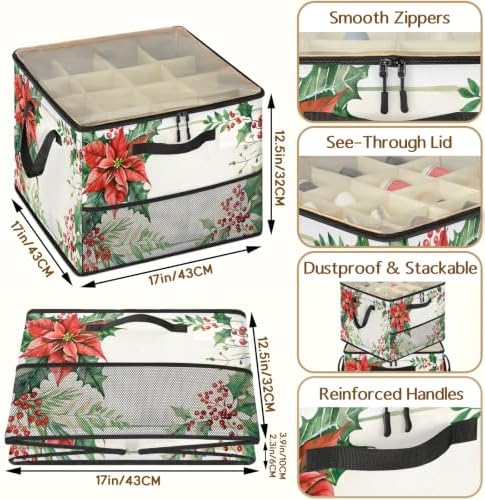 Christmas Poinsettia Flower Fabric Shoe Organizer - Image 3