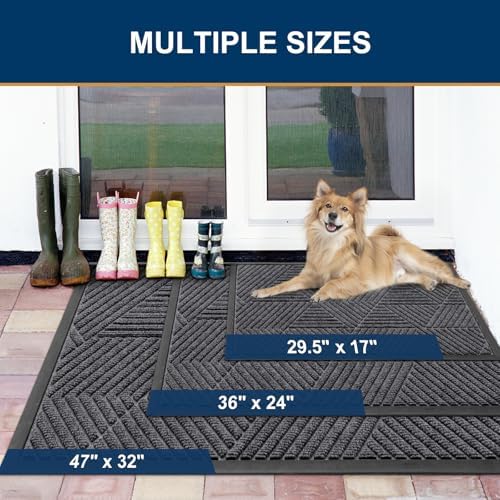 Smiry Front Door Mat Outside Entrance, Low Profile Rubber Doormat - Image 2