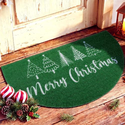 Tinideya Merry Christmas Door Mat Half Moon Front Entry Rug by Tinideya