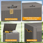 KAMABOKO Outdoor Storage Box, 31 Gallon Deck Box Outdoor Waterproof Small - Image 4