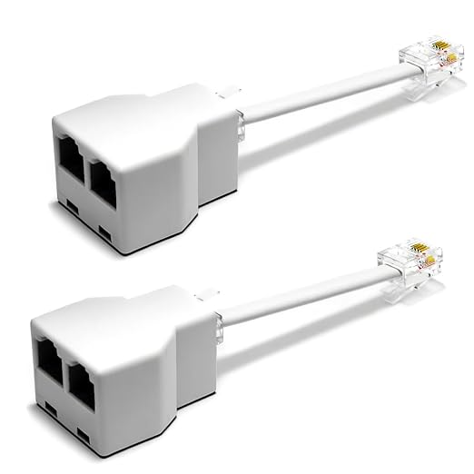 RJ11 Phone Jack Splitter for Landline 2 Way Duplex Telephone Adapter 6P4C by RetailAndBulk