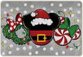 Christmas Santa Grey Decorative Front Door Mat, Xmas Wreath by Tailus