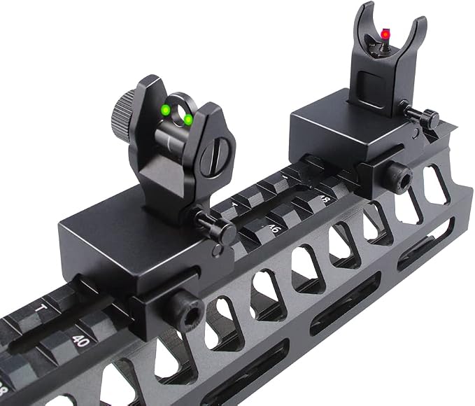 Fiber Optic Flip Up Iron Sights Picatinny Rail Mounted Front and Rear Backup - Image 7