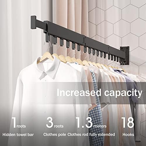 LIENAHU Clothes Drying Rack, Laundry Drying Rack, Clothes Rack Wall Mount - Image 3