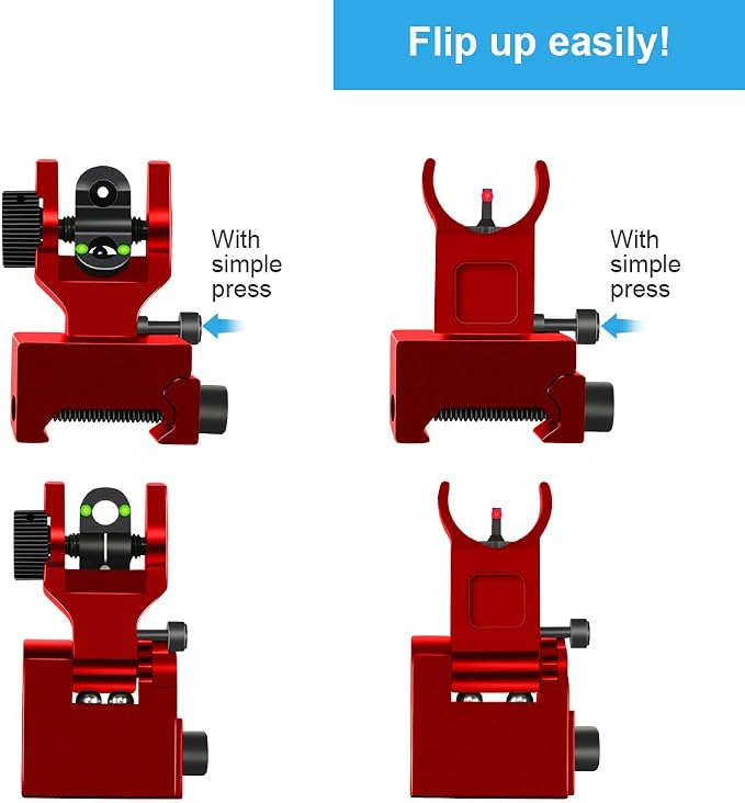 Fiber Optic Flip Up Iron Sights Picatinny Rail Mounted Front and Rear Backup - Image 5