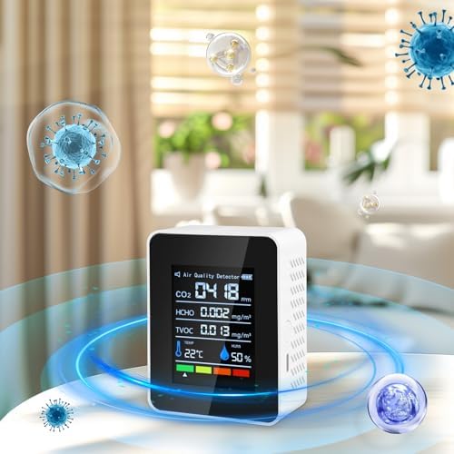 Air Quality Monitor, 5 in 1 Portable Quality Tester, CO2 Detector Air Quality - Image 2
