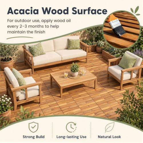 Goplus 24-Pack Acacia Wood Interlocking Deck Tiles - Image 5