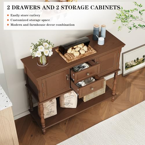 ARTPOWER Console Table with 2 Drawers, Retro Entryway Table with 2 Door - Image 5