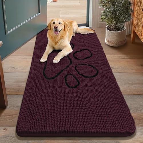 Smiry Dog Door Mat for Muddy Paws, Absorbent Non Slip Dirt Trapper by Smiry