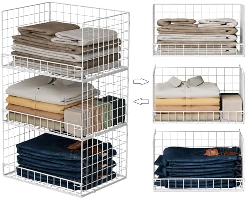 Yociyoga Closet Organizers and Storage Basket- 3-Tier Stackable Storage Bins by FollowWithYociyogaTogether