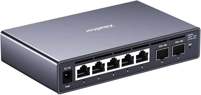 7-Port 2.5GbE Managed Switch | 5 x 2.5G Base-T + 2 x 10G SFP+ | Web Managed by XikeStor