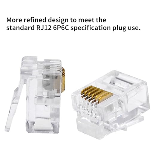 RJ12 6P6C Connectors 6 Pin Telephone Line Cable Wire Male Plug - Image 2