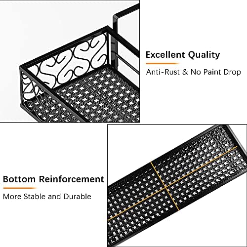 Hanging Railing Planter with Hooks, Iron Hanging Planter Holder, Balcony Plant - Image 4