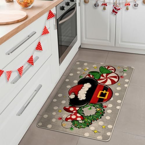 Christmas Santa Grey Decorative Front Door Mat, Xmas Wreath - Image 7