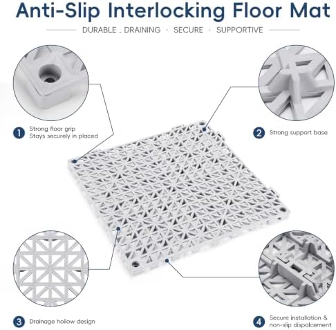 Interlocking Drainage Tiles 50PCS Modular Interlocking Cushion 12" x 12" - Image 5