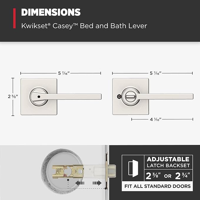 Kwikset Casey Hallway Passage and Bed/Bath Privacy Door Handle 4 Pack, 2 - Image 8