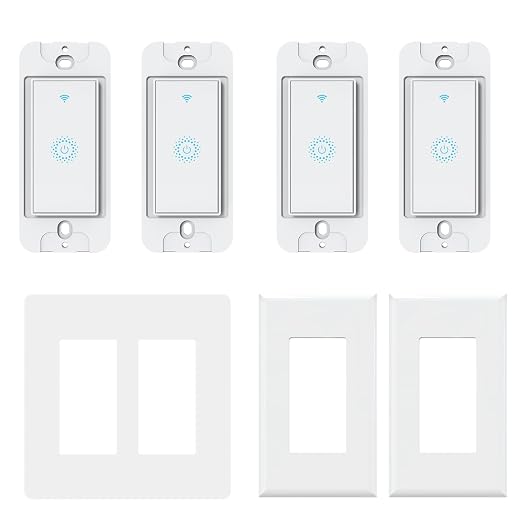 Smart Switch4 Pack, Double Smart Light Switch, Milfra in-Wall WiFi Smart Switch by Milfraoffersyouasmarthome