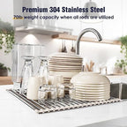 Tomorotec Roll Up Dish Drying Rack Over Sink, 304 Steel - Image 5