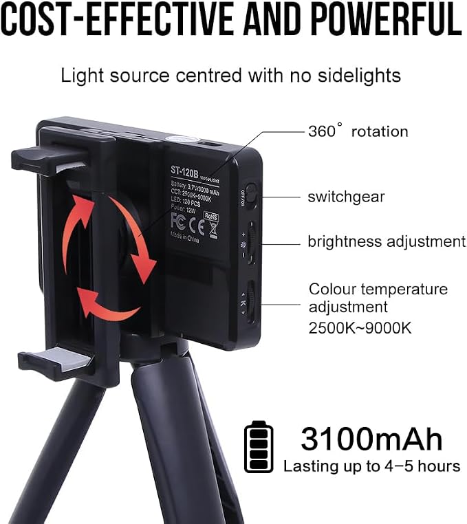 120 Led Tattoo Light Kit with 52mm Cpl, Tripod Light, Dual Clips, Tattoo - Image 3