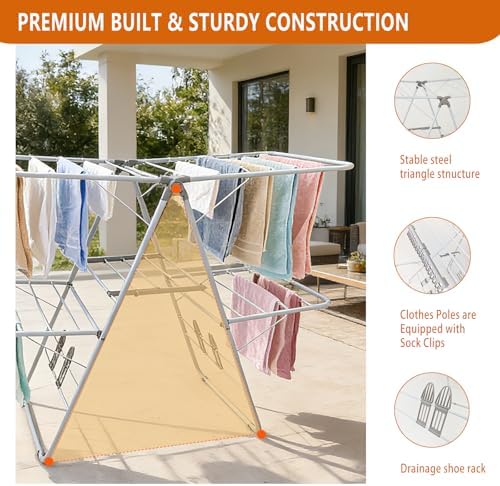 Clothes Drying Rack, Foldable 2-Level Laundry Racks - Image 4