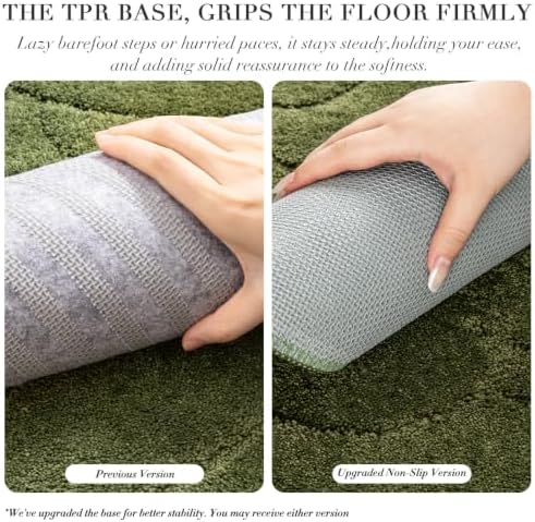 BSICPRO Large Bathroom Rugs, 24X36 Scalloped Bath Mats, Olive Green - Image 3